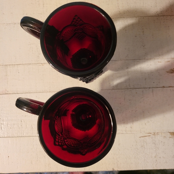 Avon's Vtg Cape Cod Ruby Red Handled Glasses/Glass Mugs (Set of 2) - Picture 3 of 4